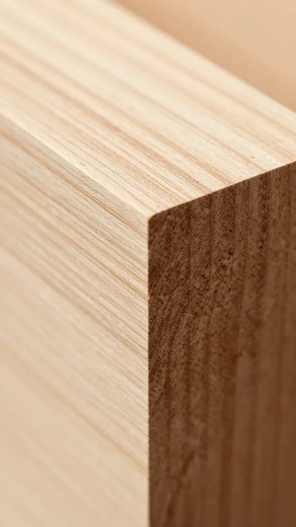 closeup of thrift-store lumber edge before assembly