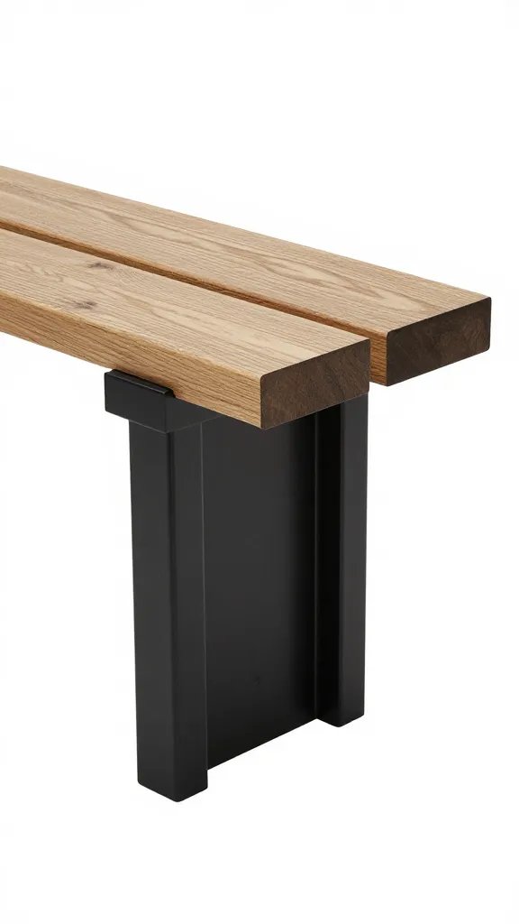 Closeup of a 2x4 bench seat support cut to 29 inches